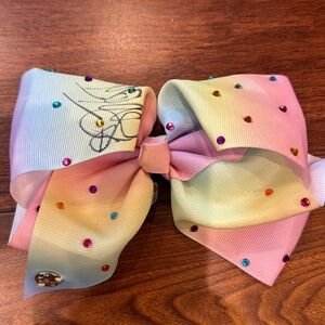 JoJo Siwa Autographed Bow, Rainbow, Rhinestones, Signature Hair Bow, Never Worn!